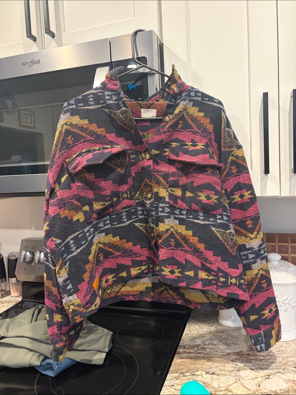 Simply Southern Black, Pink & Mustard Aztec Teddy Jacket